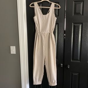Anthropologie DREW linen striped jumpsuit